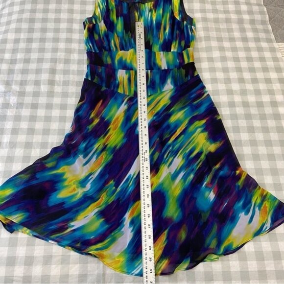 CALVIN Klein dress woven Aline multicolored chiffon fit flair sleeveles summer 4 - Picture 12 of 15